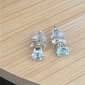 NWOT light blue CZ sterling silver small stud earrings